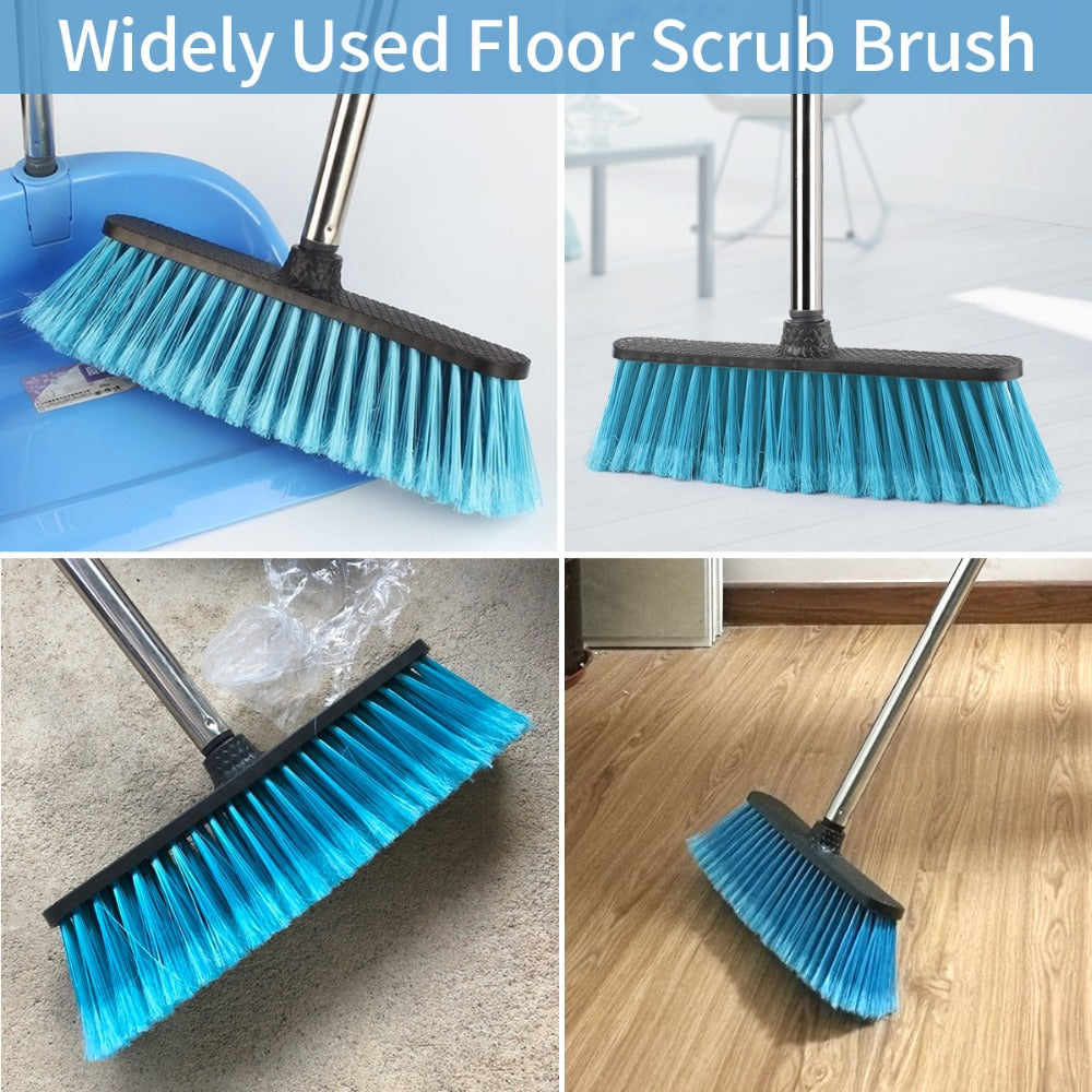 V015B Floor Cleaning Broom with Stainless Steel Adjustable Long Handle for Bathroom Courtyard Garage