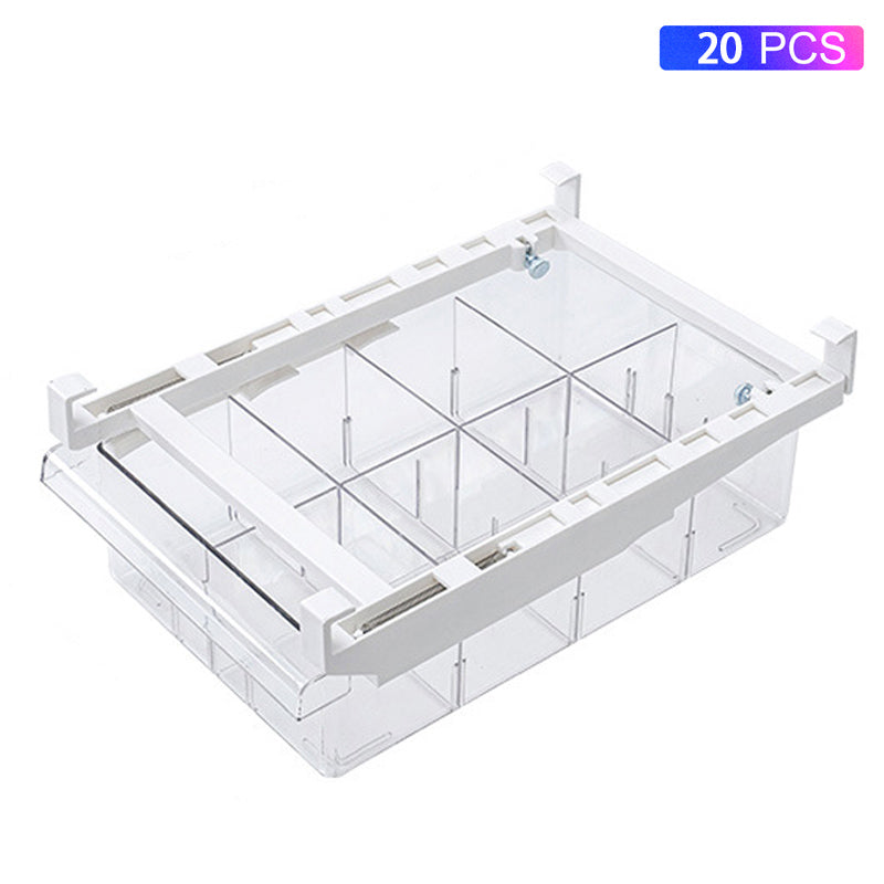 YM-6397 20PCS 8 Grids Refrigerator Organizer Bins Fridge Drawer Organizer PET Food Organizer Fridge Shelf Holder Meat Storage Container Box (No FDA Certificate, BPA Free)