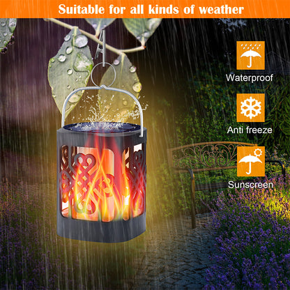 Solar Lantern Landscape Lights Chinese Knot Flame Hanging Lights Waterproof Outdoor Lawn Ground Garden Lights Decorative Lighting