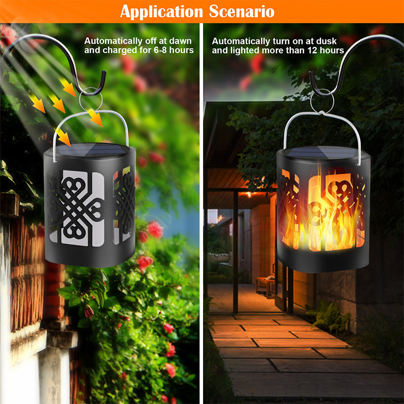 Solar Lantern Landscape Lights Chinese Knot Flame Hanging Lights Waterproof Outdoor Lawn Ground Garden Lights Decorative Lighting