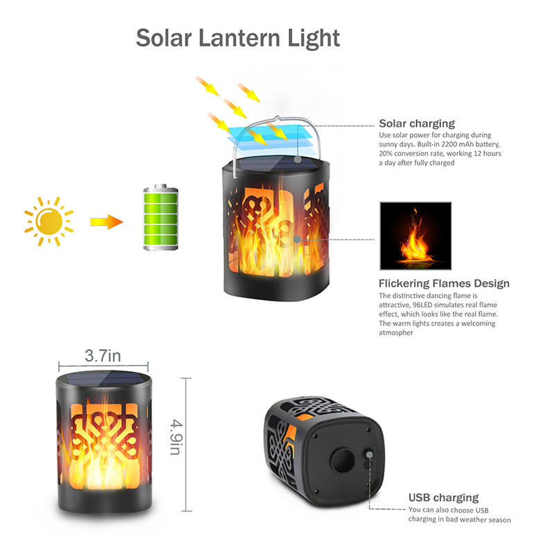 Solar Lantern Landscape Lights Chinese Knot Flame Hanging Lights Waterproof Outdoor Lawn Ground Garden Lights Decorative Lighting