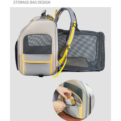 QS-084 Expandable Pet Carrier Backpack Oxford Cloth Small Dog Carrier Shoulders Bag Breathable Mesh Pet Handbag