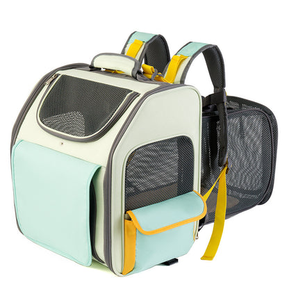 QS-084 Expandable Pet Carrier Backpack Oxford Cloth Small Dog Carrier Shoulders Bag Breathable Mesh Pet Handbag