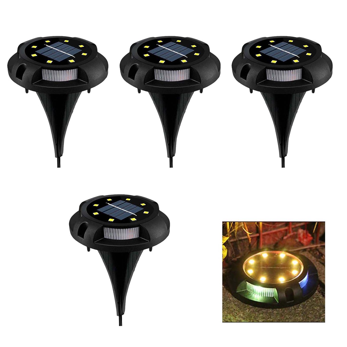 4Pcs SL6001 Outdoor Solar LED Ground Light Garden Lawn Pathway Waterproof Underground Lamp