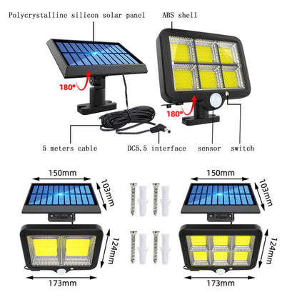 COB 150 LED Solar Light PIR Motion Sensor Wall Lamp Floodlight Waterproof Path Street Lamp Garden Decoration