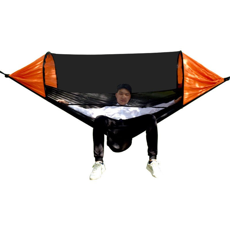 RYDC-012 280x140cm Outdoor Quick Open 210T Nylon Hammock Anti-rollover Camping Hanging Swing Bed with Zipper Mosquito Net