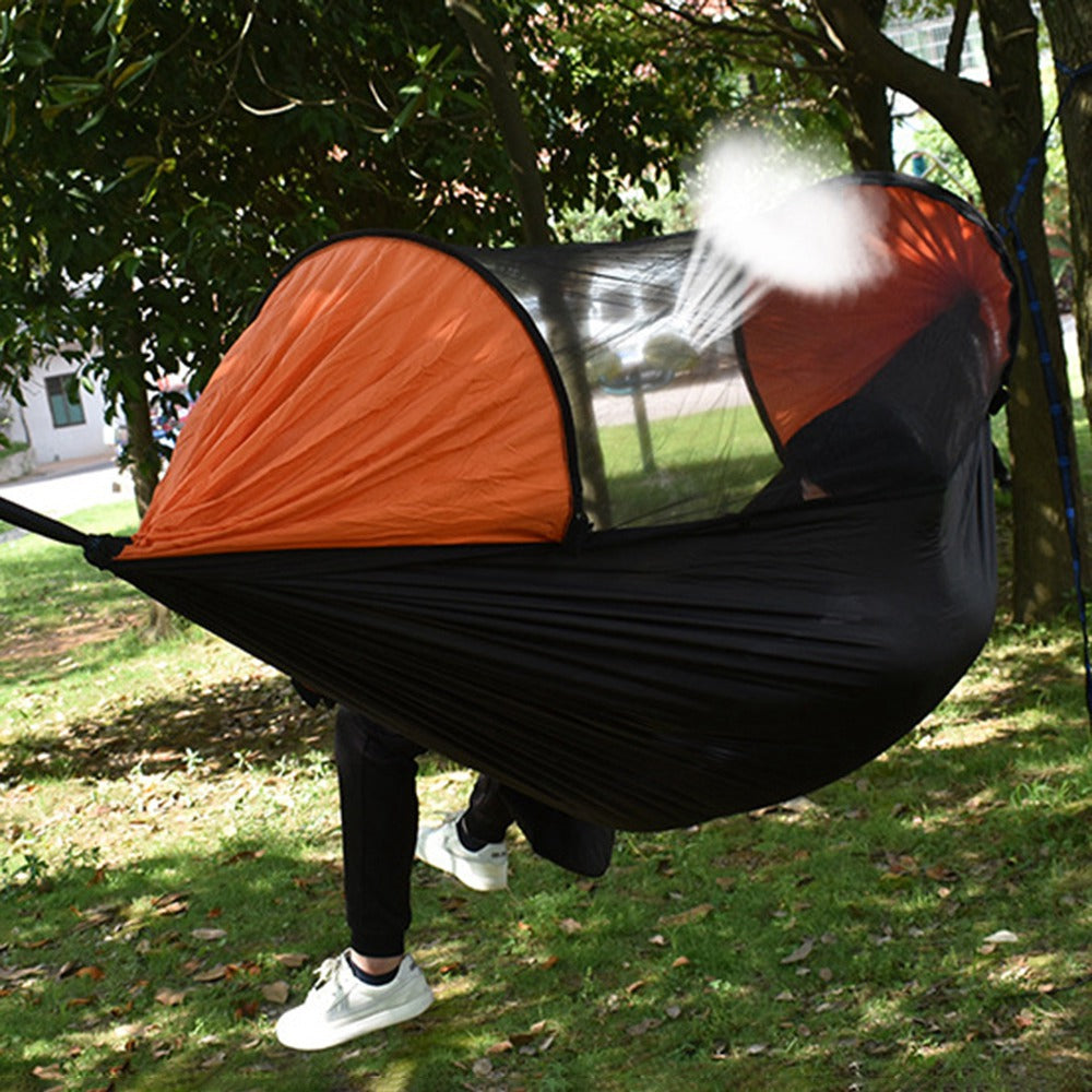 RYDC-012 280x140cm Outdoor Quick Open 210T Nylon Hammock Anti-rollover Camping Hanging Swing Bed with Zipper Mosquito Net