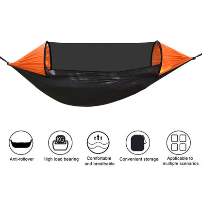 RYDC-012 280x140cm Outdoor Quick Open 210T Nylon Hammock Anti-rollover Camping Hanging Swing Bed with Zipper Mosquito Net