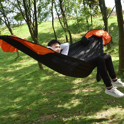 RYDC-012 280x140cm Outdoor Quick Open 210T Nylon Hammock Anti-rollover Camping Hanging Swing Bed with Zipper Mosquito Net