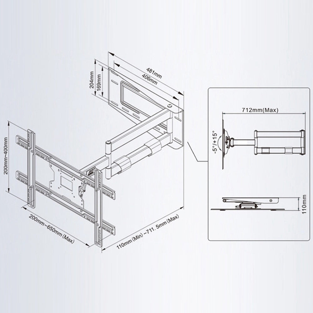 NORTH BAYOU SP2 40-70 inch LCD Television Wall Mount Bracket Adjustable Large Screen TV Holder