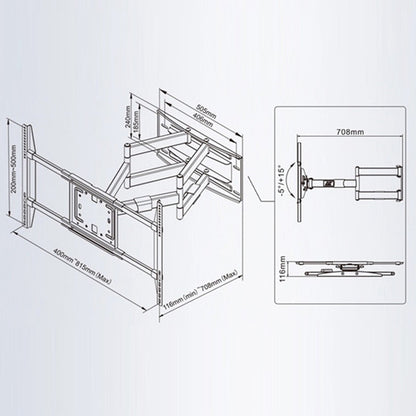 NORTH BAYOU SP5 50-90 inch LCD Television Wall Mount Bracket Telescopic Arm Large Screen TV Holder