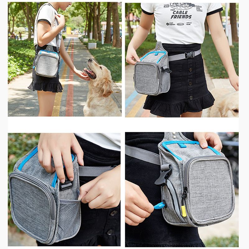 QS-096 Dog Treat Pouch Portable Pet Training Bag Multifunction Shoulder Wasit Bag for Food Snack