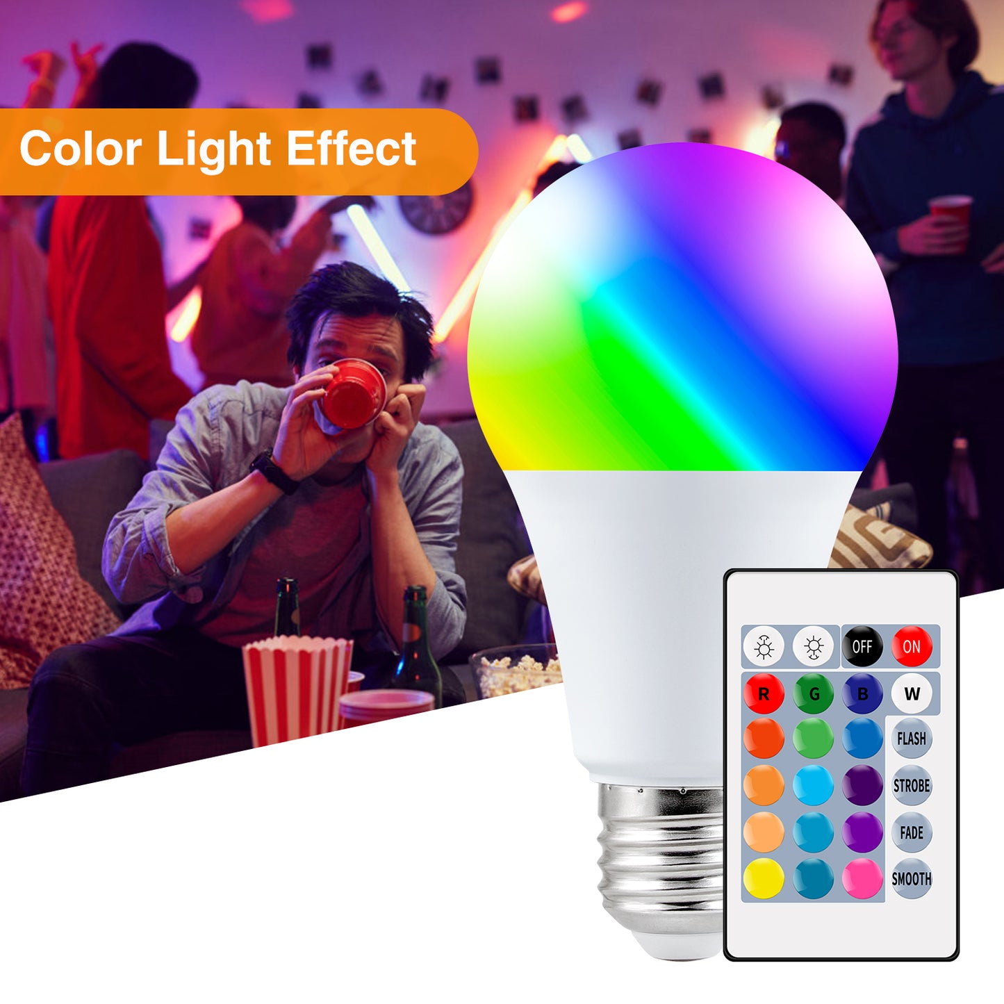 5W E27 RGB LED Bulb Light Remote Control Colorful Changing Home Decorative Atmosphere Lamp