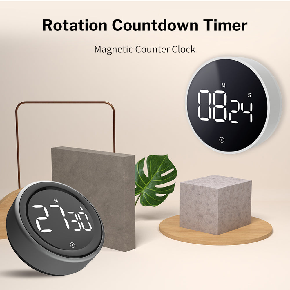 5250 Rotating Digital Kitchen Timer Magnetic Cooking Timer LED Counter Alarm Stopwatch Mechanical Electronic Timer for Baking Study Restaurant