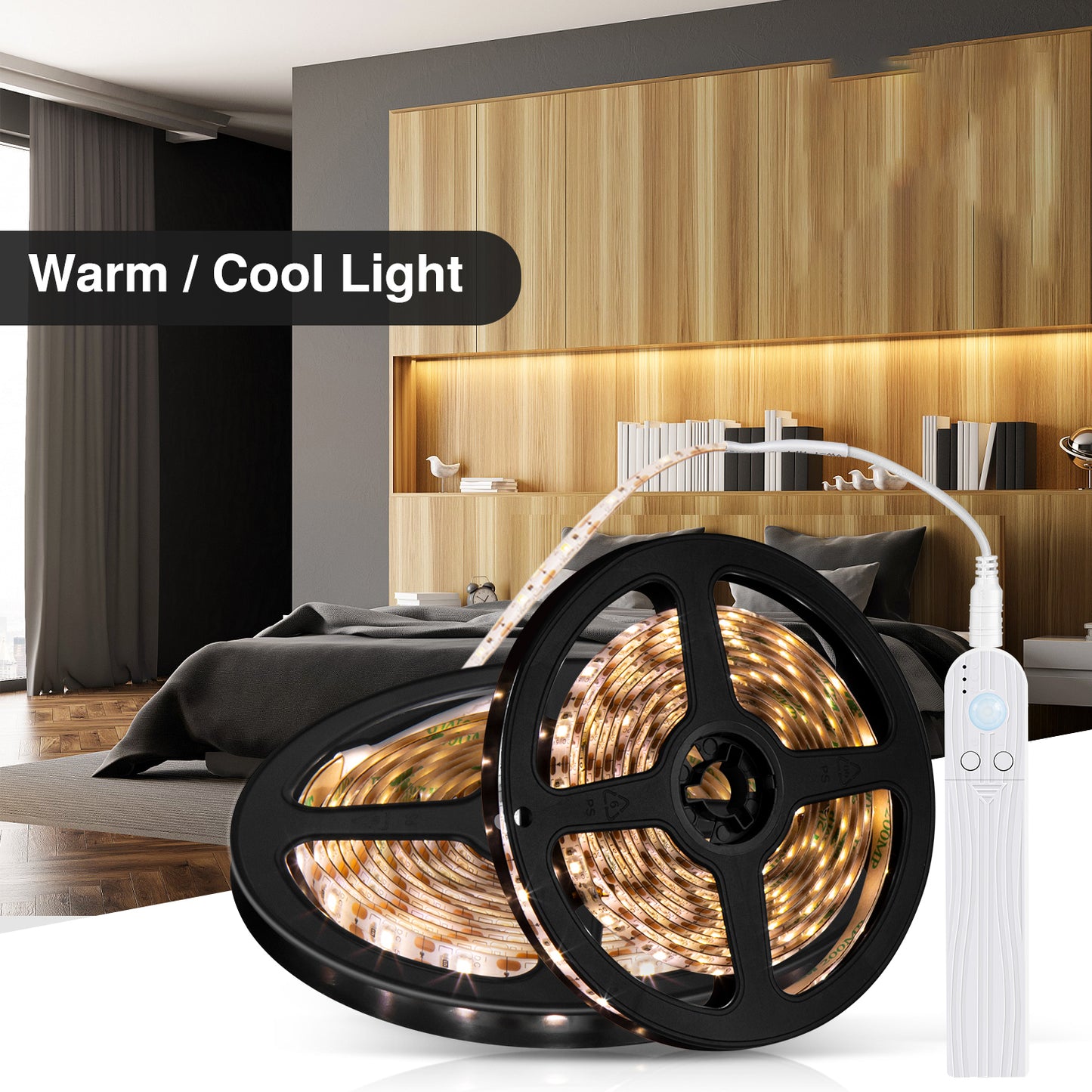 Waterproof LED Strip Light Battery Operated Human Body Induction Cabinet Light Bar Stair Wardrobe Bedroom Decoration 0.5m