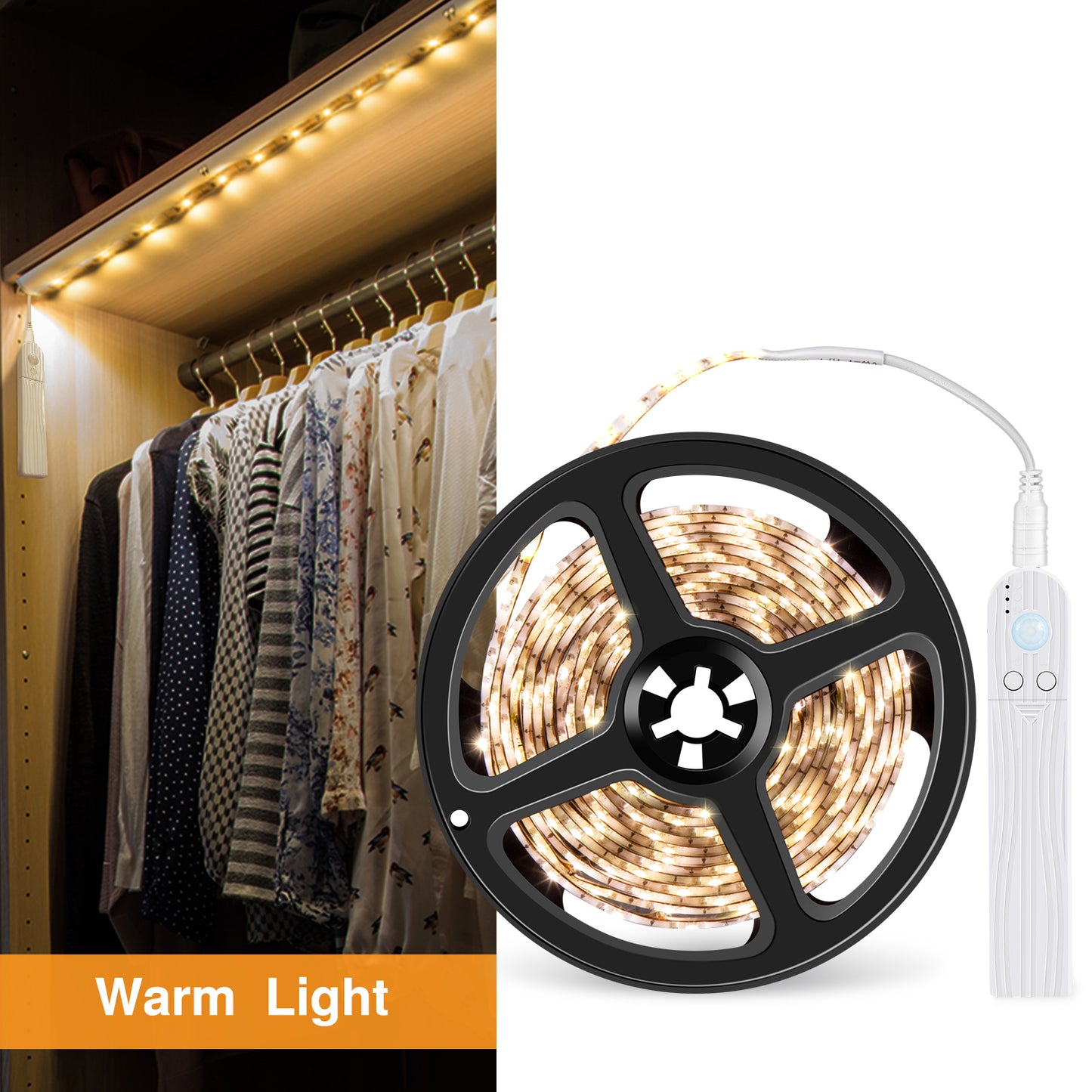 Waterproof LED Strip Light Battery Operated Human Body Induction Cabinet Light Bar Stair Wardrobe Bedroom Decoration 0.5m