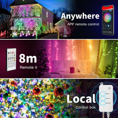 YJSL-I 20m 132 LED Tuya WiFi Bluetooth Remote Voice Control Light String RGB Music Sync Fairy Light Smart Home Decor