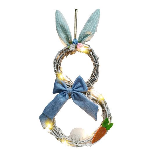 Wreath Rabbit Shaped Garland with Colorful Textile for Indoor/Outdoor Decoration