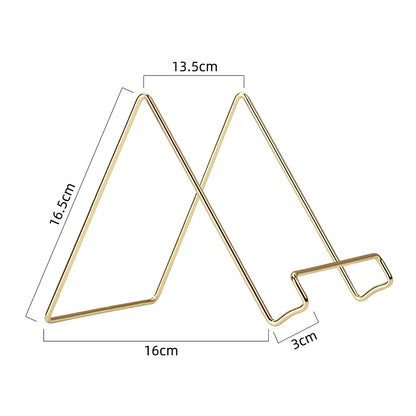 16 x 16.5 x 13.5cm Nordic Style Wrought Iron Magazine Storage Rack Gold-plated Tablet Stand Metal Holder for Cookbooks/Photographs