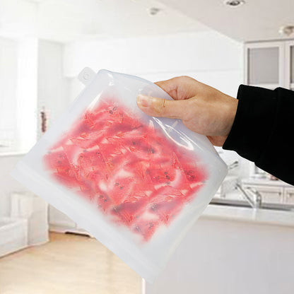 Food Grade Reusable Kitchen Storage Freezer Bag Leakproof Silicone Food Organization Pouch (BPA-free, No FDA Certified) for Marinate Meats, Sandwich, Snack, Travel Items