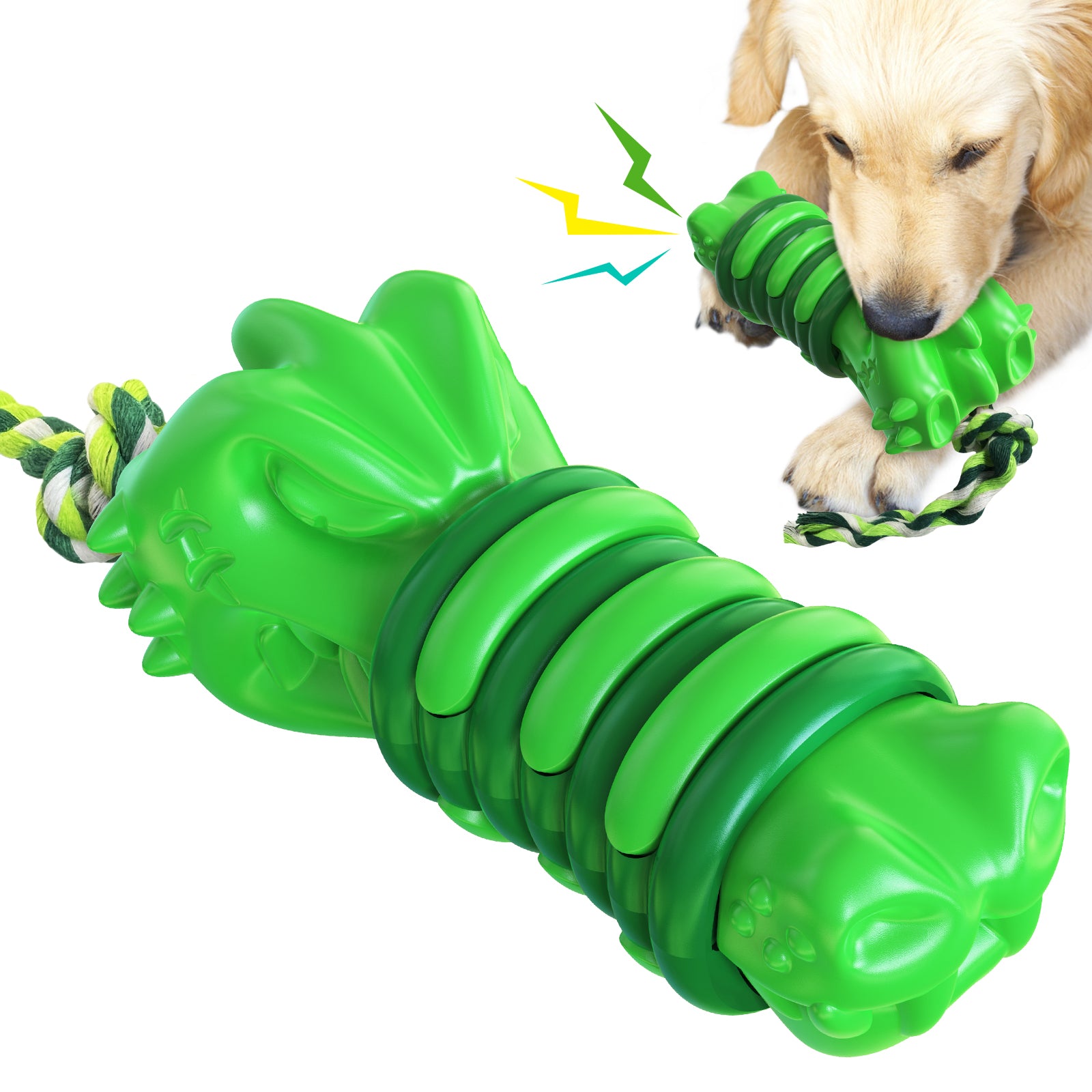 GYL-01 Dog Chew Toy Puppy Teething Chew Tool Pet Dog Vocal Sound Chew Toy with Rope for Training and Cleaning Teeth (BPA-free, FDA Certified)