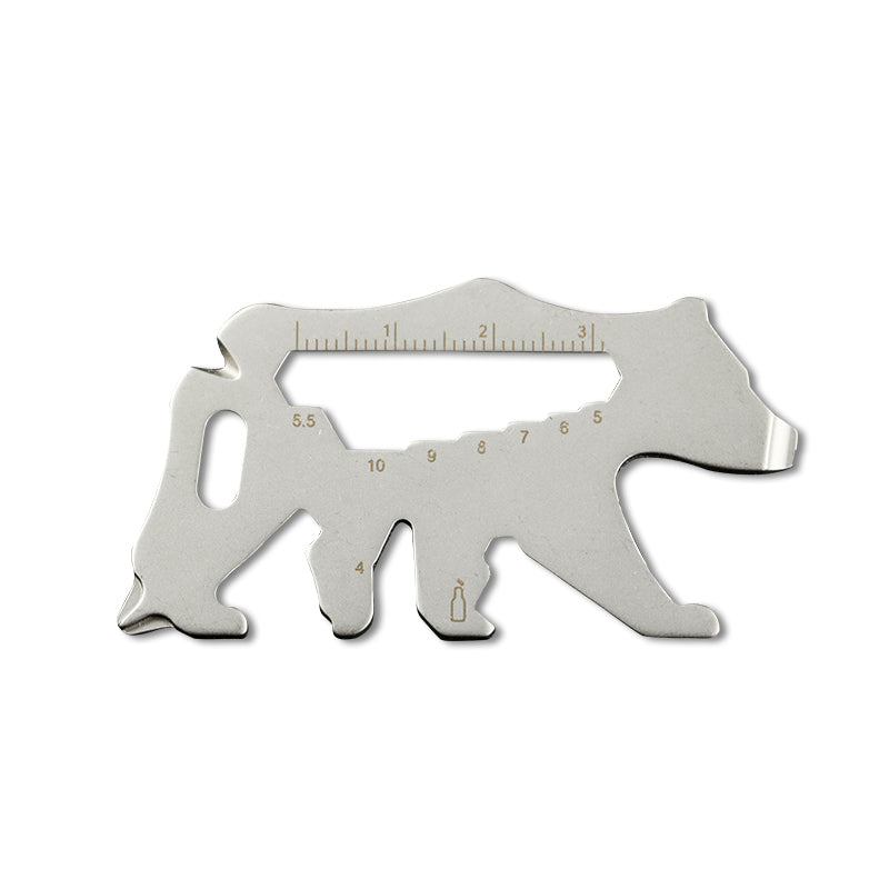 XI-G6 15 in 1 Tool Card Polar Bear Shape Stainless Steel Credit Card Multi-tool EDC Survival Gear