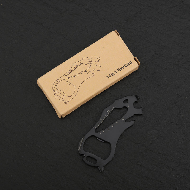 XI-G1 16 in 1 Tool Card Tiger Shape Stainless Steel Credit Card Multi-tool EDC Survival Gear