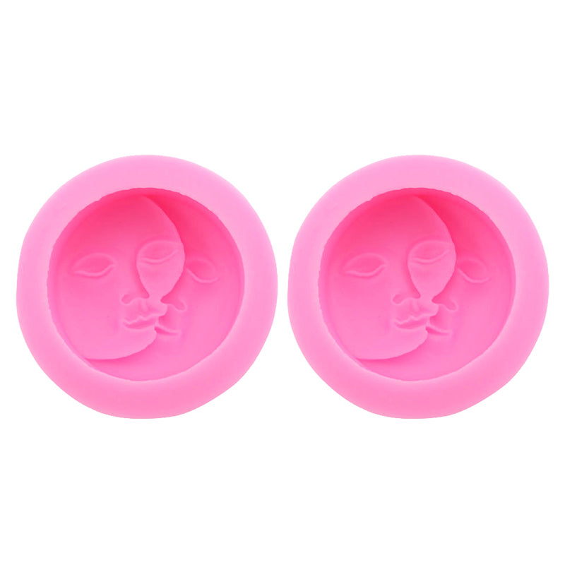 2Pcs / Set Moon Face Design Kitchen DIY Baking Silicone Mold Cake Pudding Chocolate Decoration Mold (No FDA Certification, BPA Free)