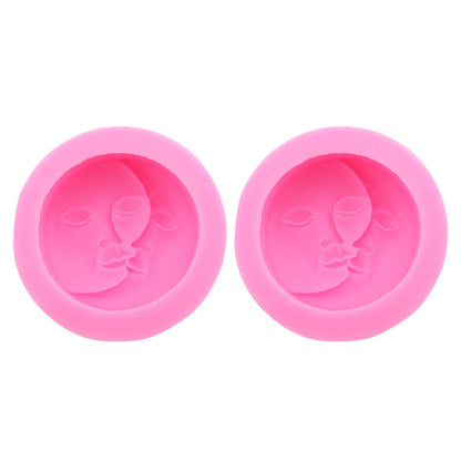 2Pcs / Set Moon Face Design Kitchen DIY Baking Silicone Mold Cake Pudding Chocolate Decoration Mold (No FDA Certification, BPA Free)