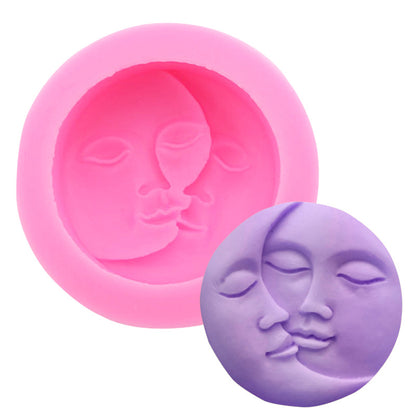 2Pcs / Set Moon Face Design Kitchen DIY Baking Silicone Mold Cake Pudding Chocolate Decoration Mold (No FDA Certification, BPA Free)