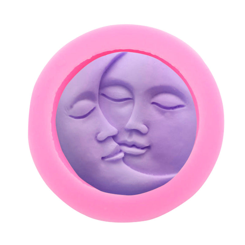 2Pcs / Set Moon Face Design Kitchen DIY Baking Silicone Mold Cake Pudding Chocolate Decoration Mold (No FDA Certification, BPA Free)