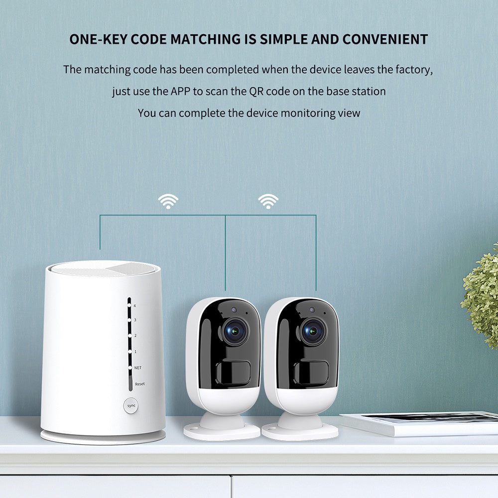 XF-F1 WiFi Base Station and 2 Cameras 3MP HD Indoor Outdoor Wireless Smart Home Camera with Night Vision Two-way Audio Function