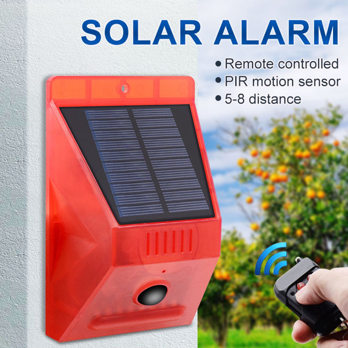 N911C Motion Sensor Solar Alarm Light IP65 Waterproof Outdoor Farm Garden Animal Repellent Anti-theft Security Lamp with Remote Controller