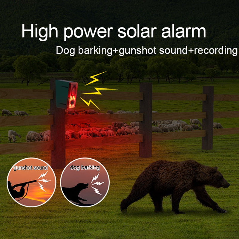 N911N Solar Alarm Infrared Sensor Sound Light Flashing Warning Light Outdoor Speaker Support Recording Voice Broadcast