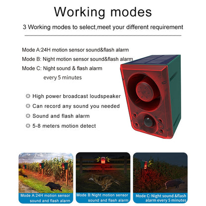 N911N Solar Alarm Infrared Sensor Sound Light Flashing Warning Light Outdoor Speaker Support Recording Voice Broadcast