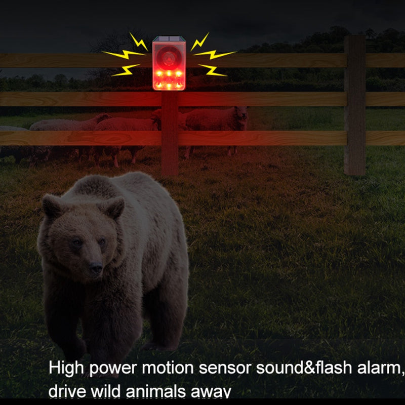 N911N Solar Alarm Infrared Sensor Sound Light Flashing Warning Light Outdoor Speaker Support Recording Voice Broadcast