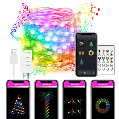 LEMONDA SMART BSL1 5m 33-LED Copper Wire USB Bluetooth Smart Festival Party Decorative Colorful LED String Light Waterproof Remote Control Music Sync Fairy Light