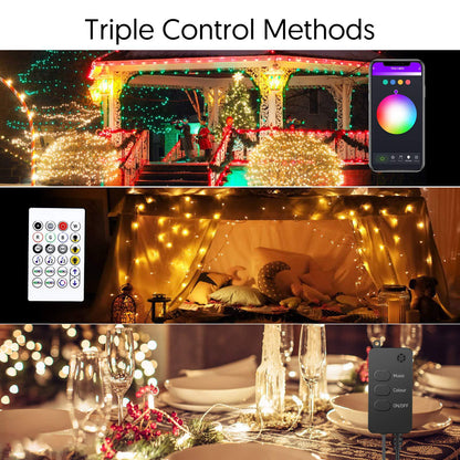 YJSL-O 5m 50-LED Tuya Smart WiFi Voice Control String Light Dreamcolor RGB USB Strip Light Music Sync with 24 Key Remote