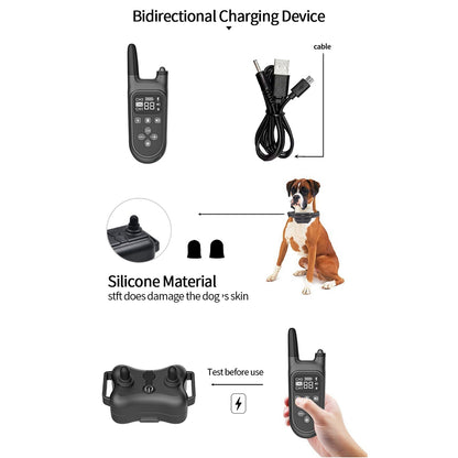 Dog Stop Bark Collar Remote Control Dog Training Device Waterproof Reflective Pet Collar