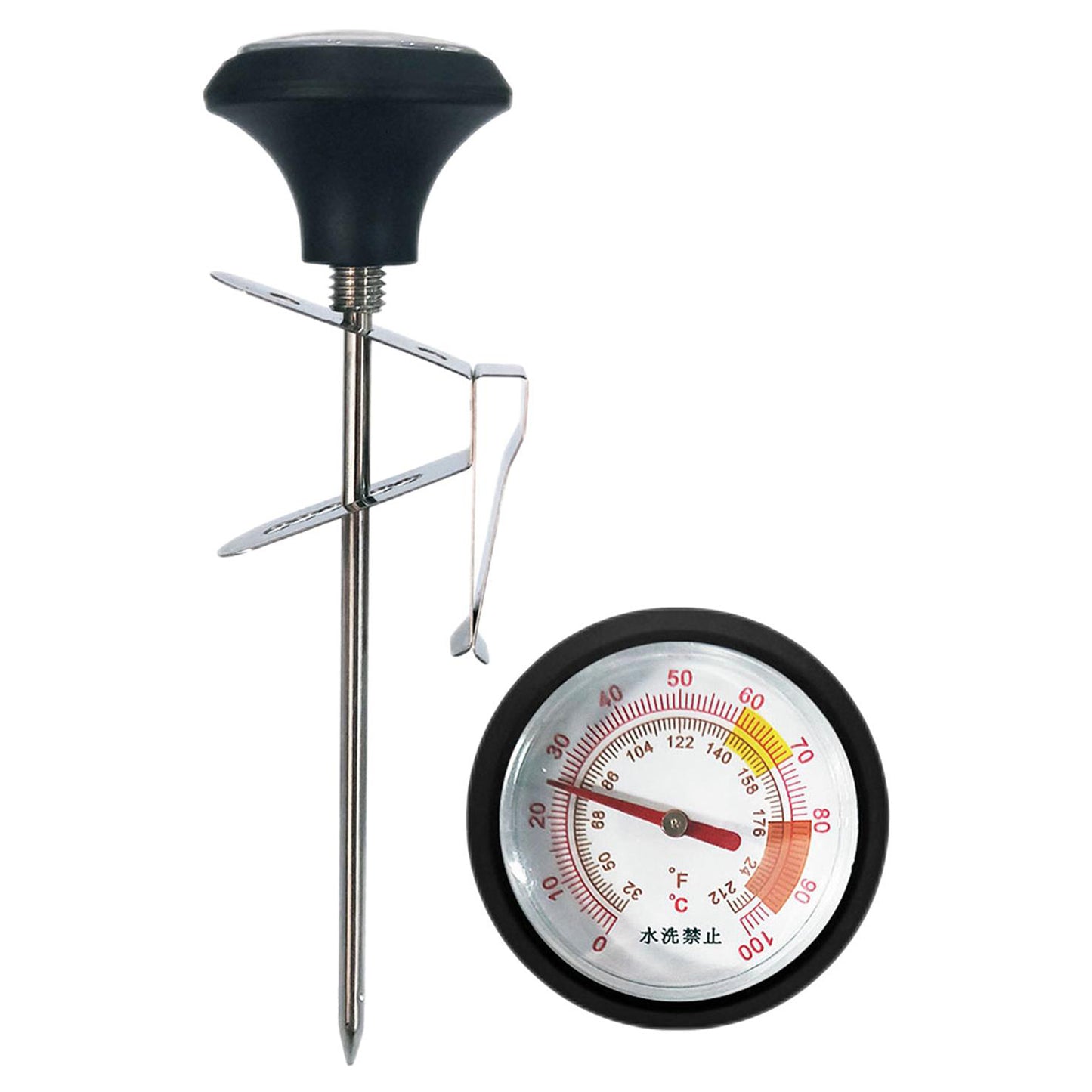 B-3 Stainless Steel Probe Thermometer Celsius and Fahrenheit Scale Thermometer with Clip for Coffee, Milk, Jam (No FDA Certificate)