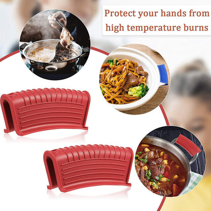 Large Size 1 Pot Handle Cover + 1 Pair Assist Handle Cover Kitchen Silicone Heat Resistant Pot Handle Covers Set (FDA Certificated, BPA-free)