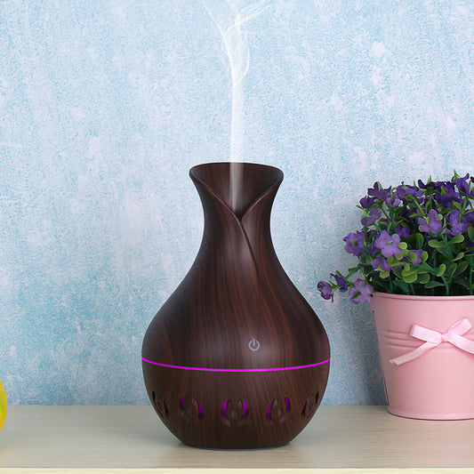 Hollow Design Vase Colorful Night Light Office Home Aroma Humidifier 130ml