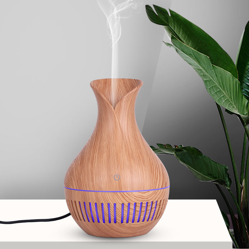 Stripe Hollow Design Vase Colorful Night Light Office Home Aroma Humidifier 130ml