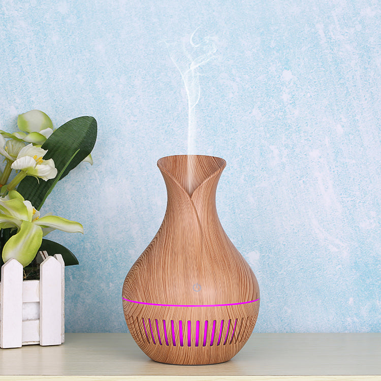 Stripe Hollow Design Vase Colorful Night Light Office Home Aroma Humidifier 130ml