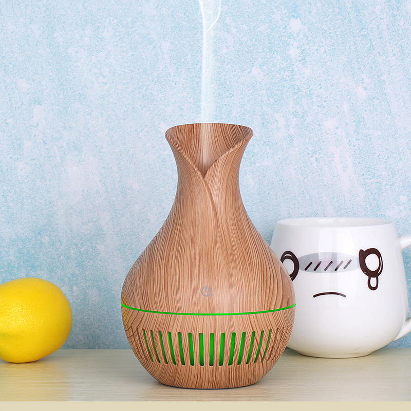 Stripe Hollow Design Vase Colorful Night Light Office Home Aroma Humidifier 130ml