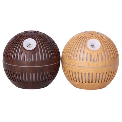 USB Charging Hollow Design Wood Grain Colorful Night Light Mini Aroma Humidifier