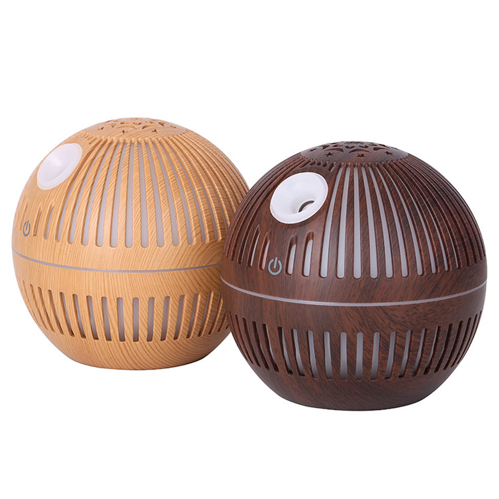 USB Charging Hollow Design Wood Grain Colorful Night Light Mini Aroma Humidifier