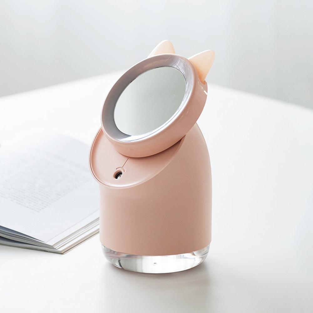 Creative Humidifier Makeup Mirror LED Light Atomizer Suitable for Home Car Bedroom Office and Travel