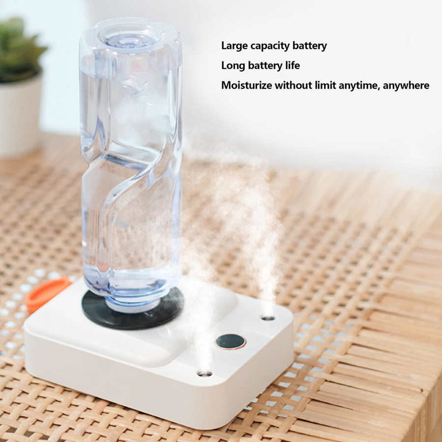 DQ112 Vinyl Record Shape Personal Portable Humidifier Mineral Water Bottle Double-spray Mist Maker with Light/Digital Display