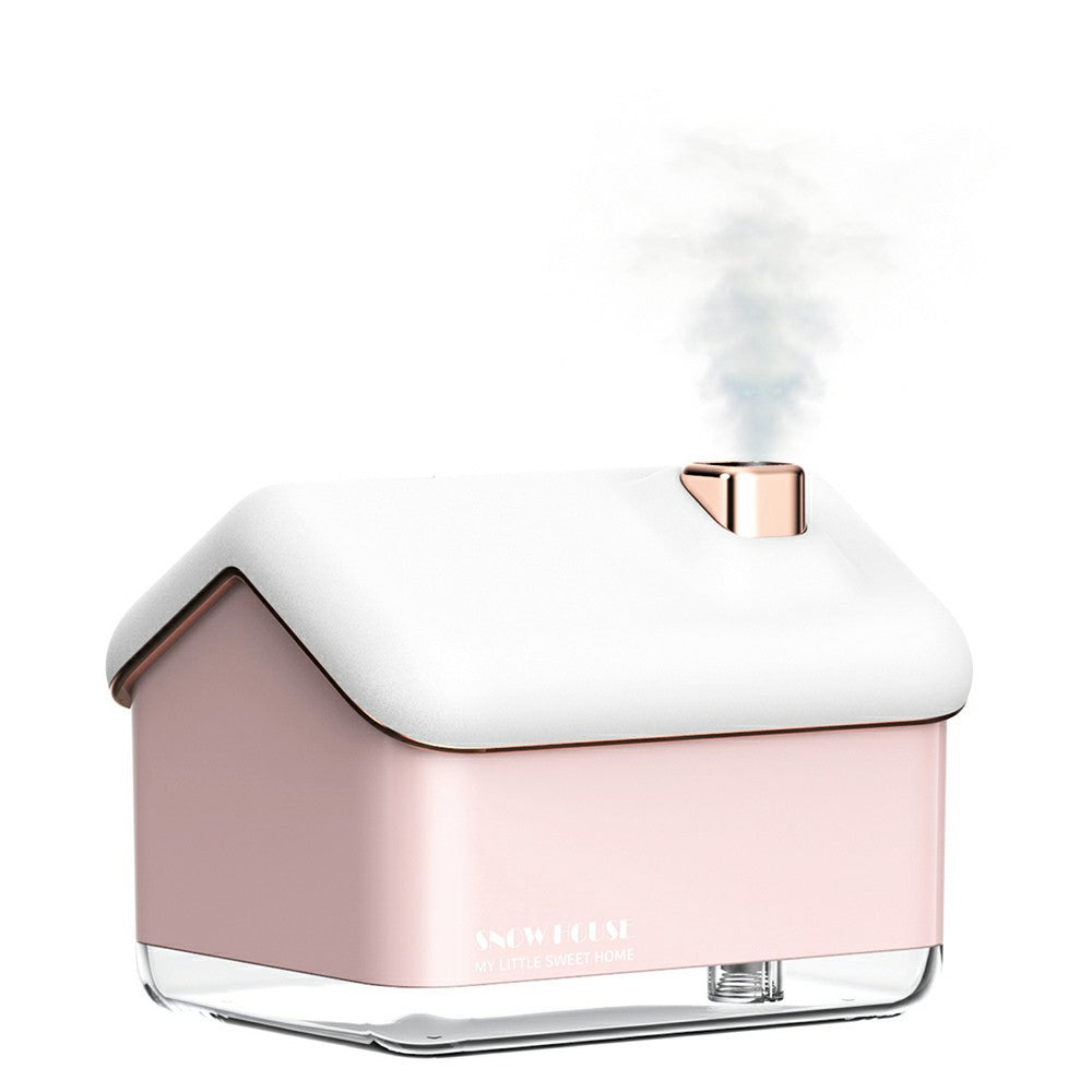 Cute Snow House Mini USB Humidifier Mute Home Office Mist Diffuser Night Light Christmas Gift